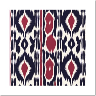 Maroon and black Ikat Pattern Posters and Art